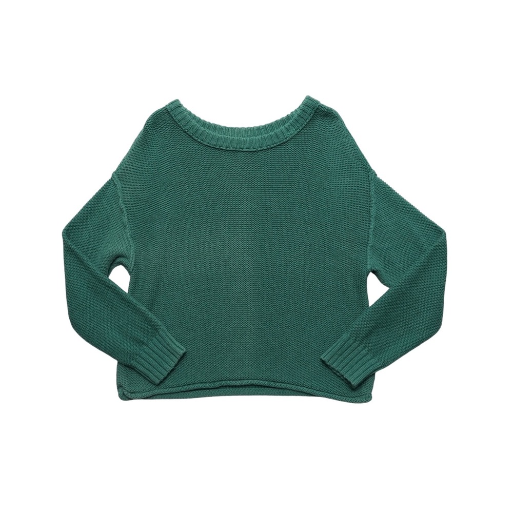 American Eagle Green Knit Sweater Womens Small Crew Neck Cozy Pullover